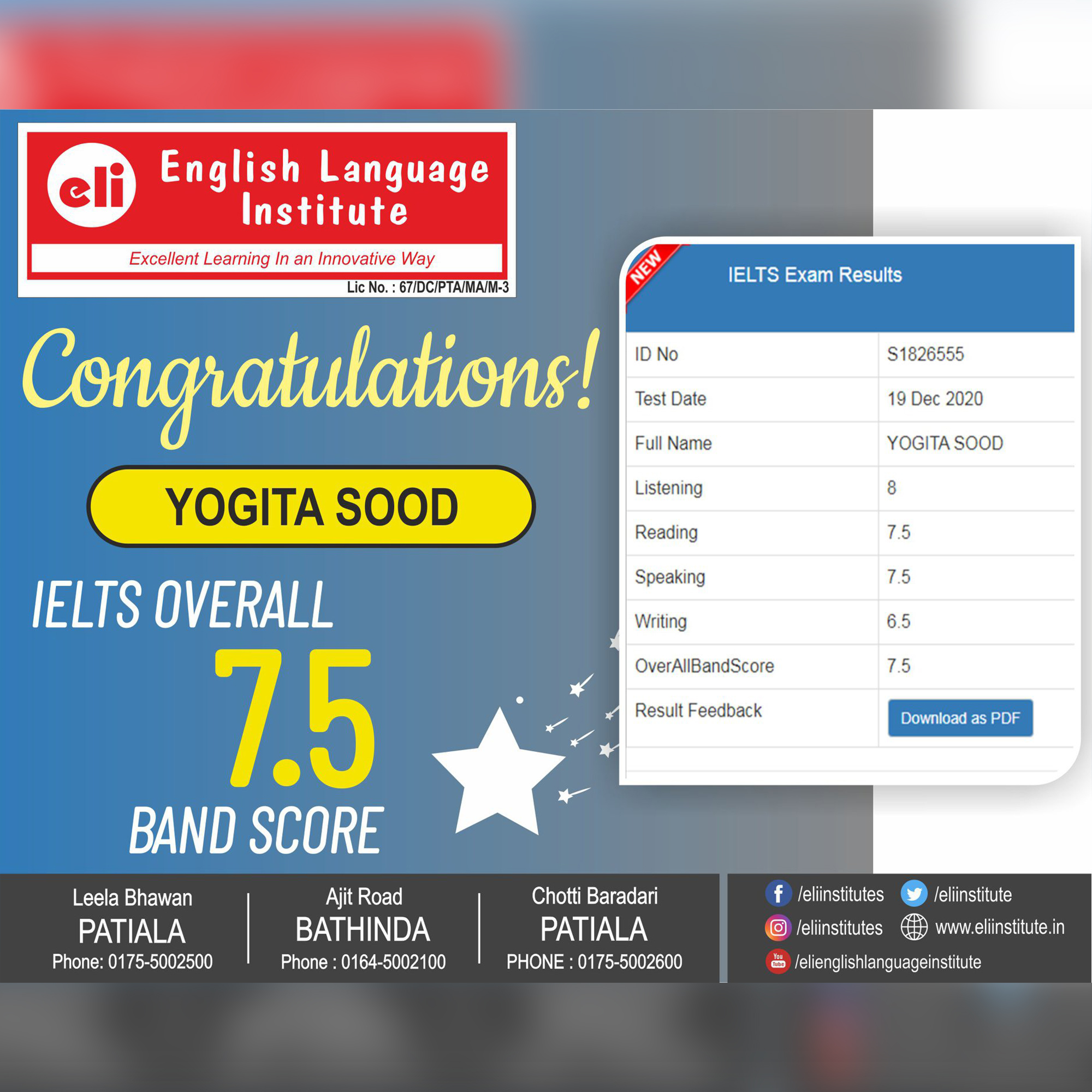 IELTS PTE RESULTS