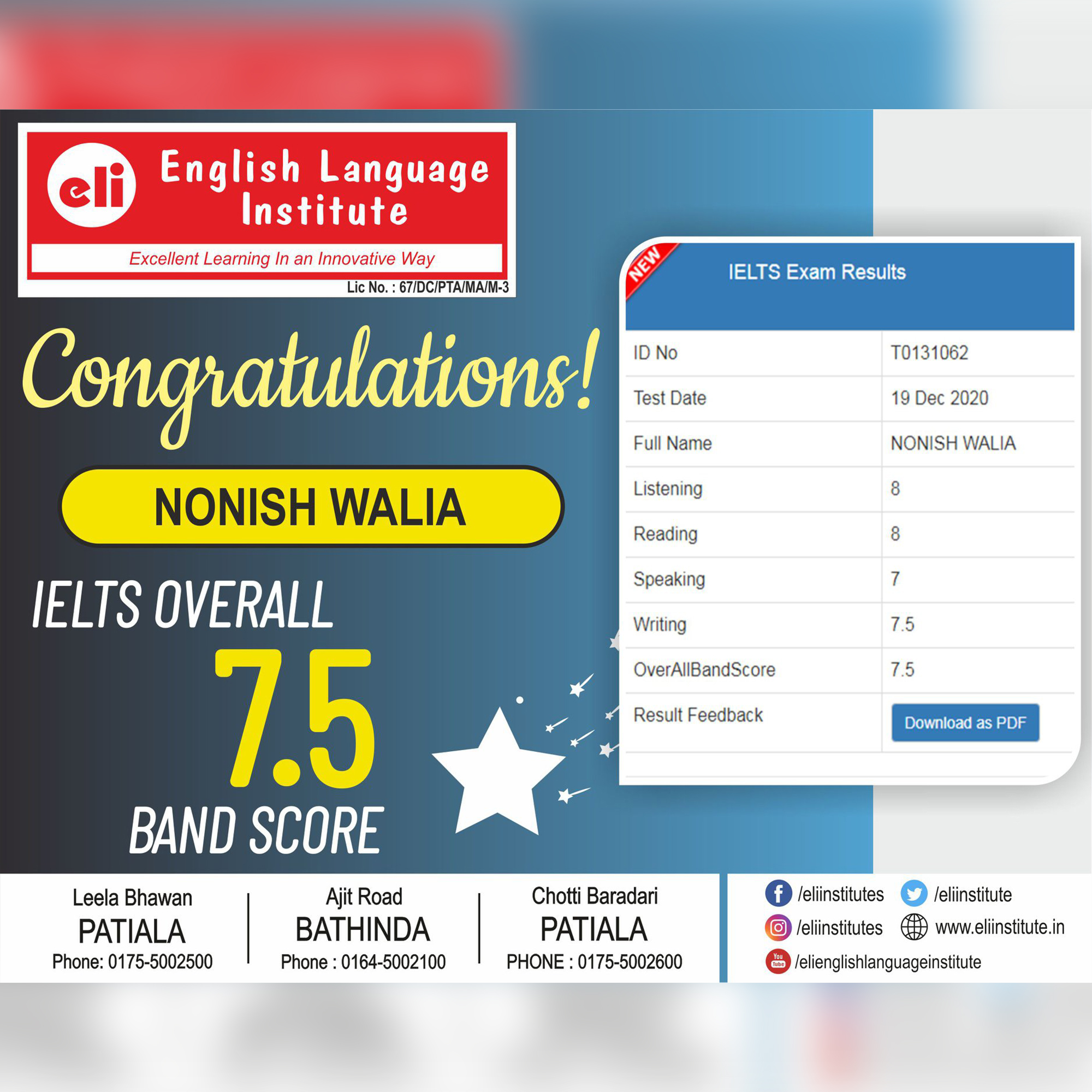 IELTS PTE RESULTS